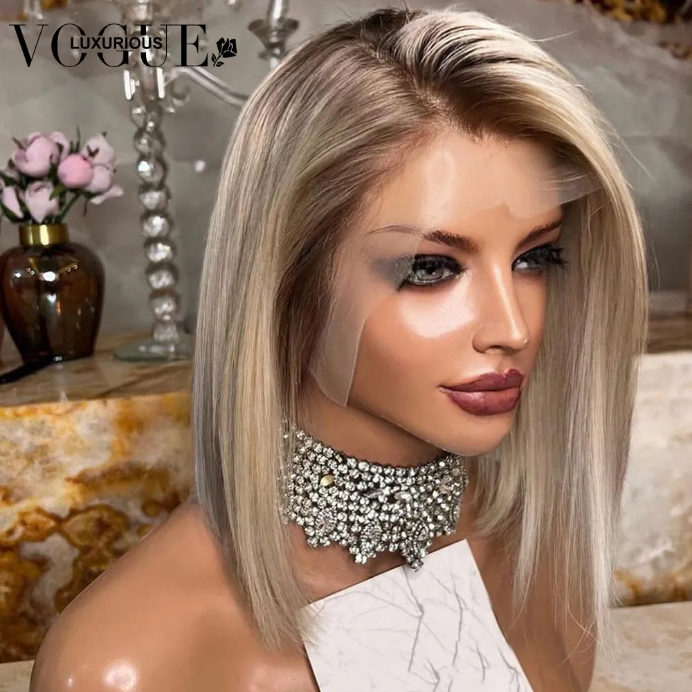Ash blonde human hair bob wig online