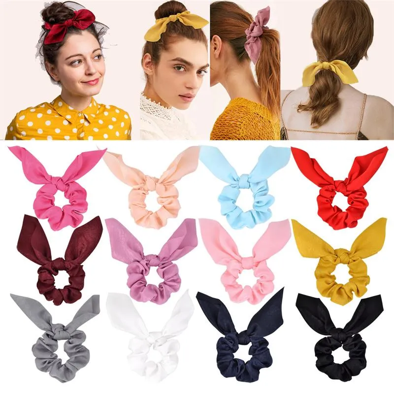 New Fashion Women Headbands Casual Solid Hair Bands Elastic Hairband Rabbit Ear Hair Rope Ring Girls Hair Accessories