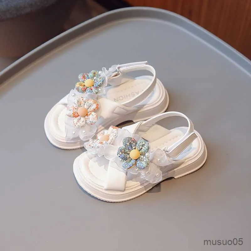 Sandalen Kleinkind Mädchen Süße Sandalen Kleine Mädchen Offene Spitze Blume Spitze Strandschuhe Kinder Baby 3-16 Jahre Sommer Quadratische Absätze Abendschuhe