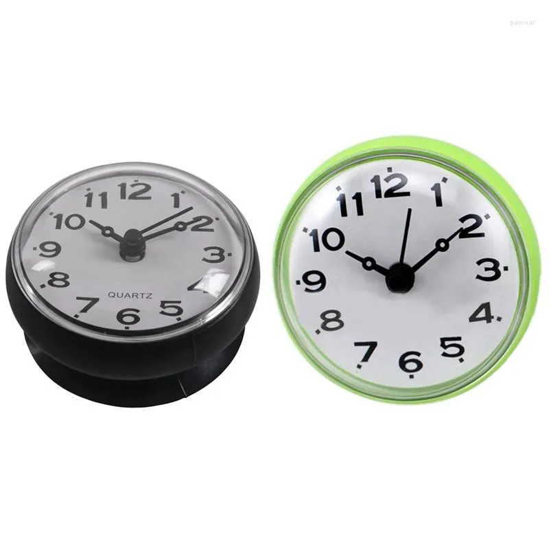 Orologi da parete 2 pezzi 7 cm impermeabile cucina bagno doccia orologio ventosa ventosa - nero verde