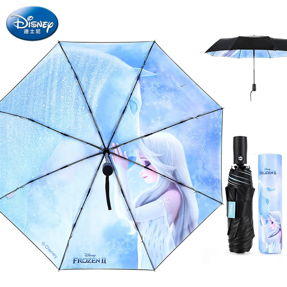  Girl Frozen  Inner Print Kids Umbrella Three-fold Umbrella Student Sunscreen UV Sun Skid Kids Outdoor Umbrella