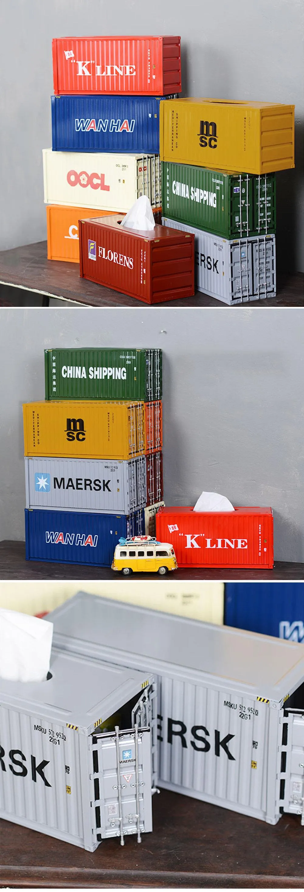 Cargo Container Tissue Box Cover Industrial Chic