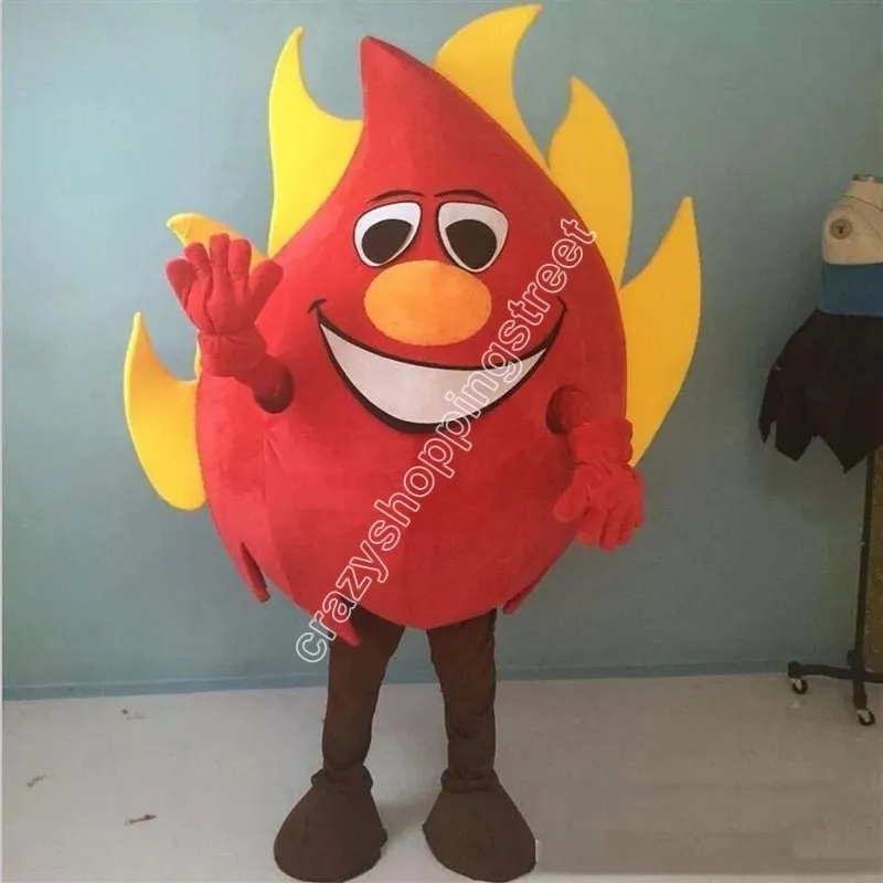 Yetişkin Boyut Kırmızı Büyük Ateş Maskot Kostümleri Karikatür Tema Fantezi Elbise Lise Maskot Reklam Giyim