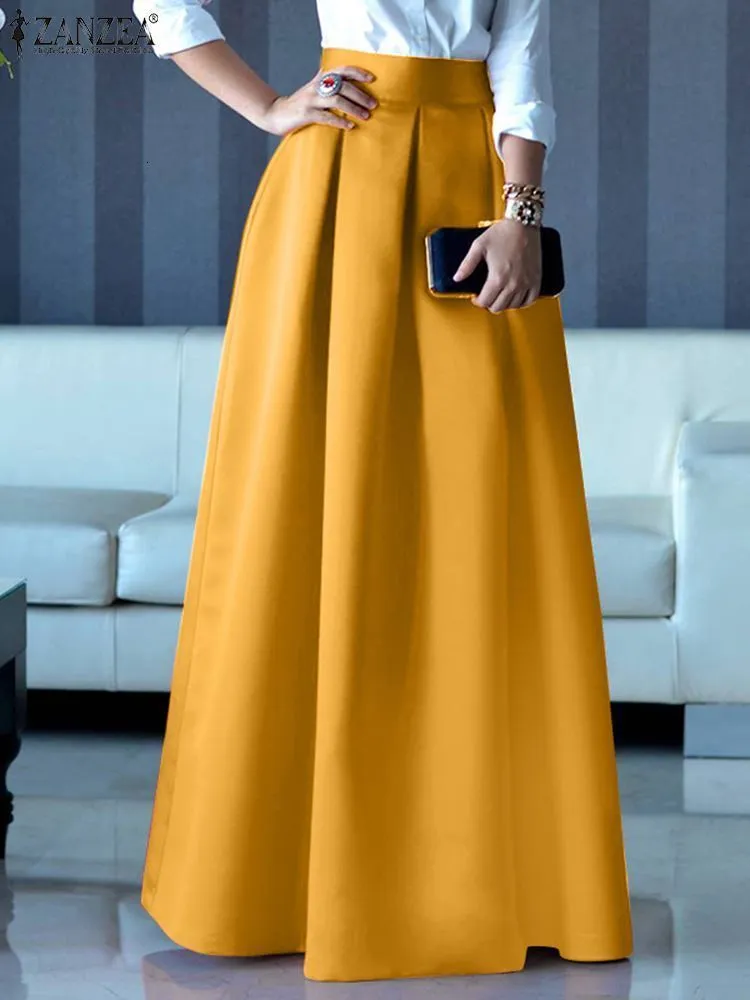 ZANZEA High Waist Satin A Line High Waisted Maxi Skirt Elegant Womens  Office & Summer Fashion From Kong01, $23.07