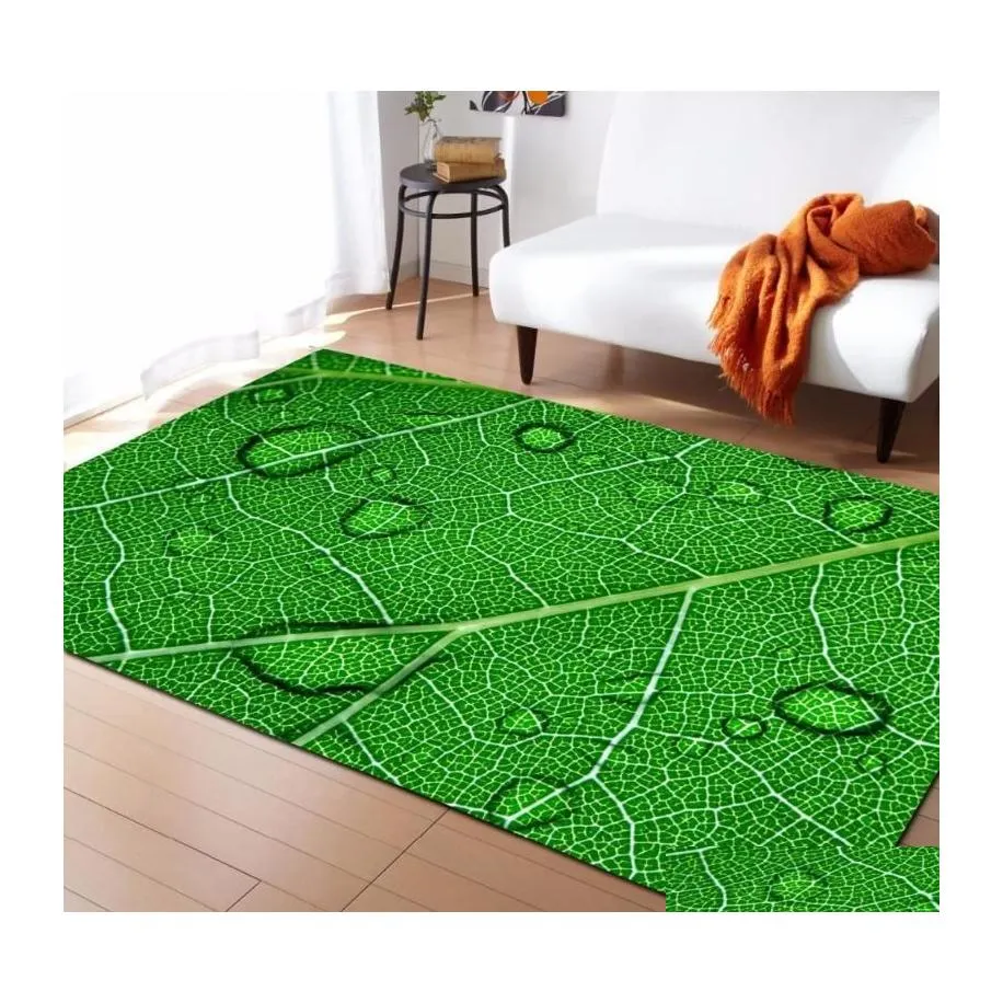 Tapis Grand tapis de veine de feuille verte 3D chambre à coucher chambre d'enfants tapis de jeu tapis de mousse à mémoire de forme tapis pour vivre la maison décorative goutte livrer DH8P2