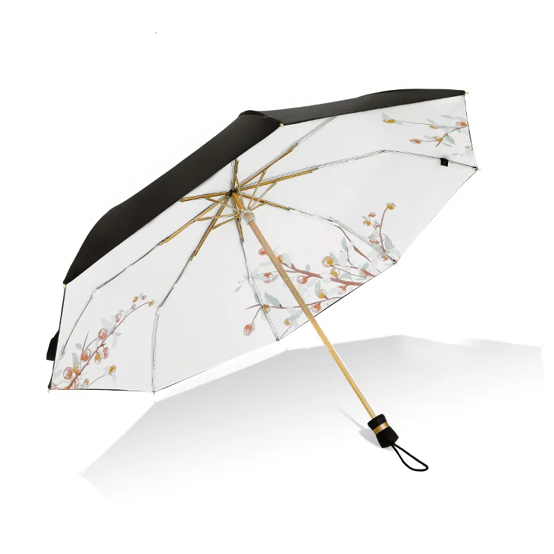 Umbrellas Double Layer Automatic Umbrella Folding Women Rain Sun UV Protection Umbrella Windproof Travel Small Black Coating Fashion U5B 230508