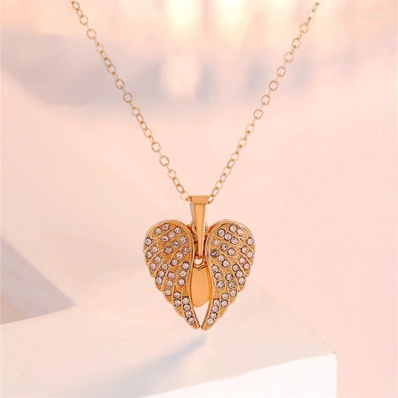 Pendentif Colliers Exquis Cristal Angel Wing Coeur Collier Pour Femmes Maman Monther's Day Gifts