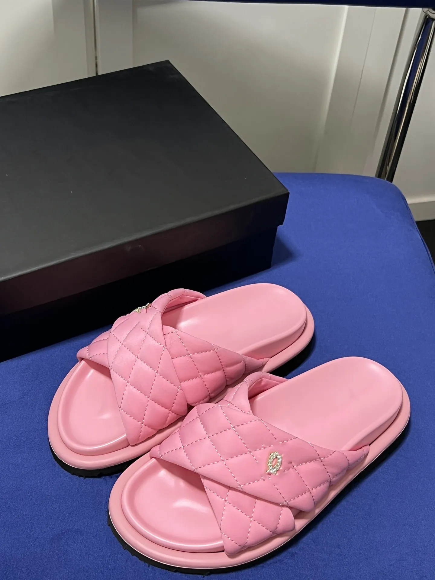 Size 35 44 Women Men Slippers C Two Slip On Slides Raffia