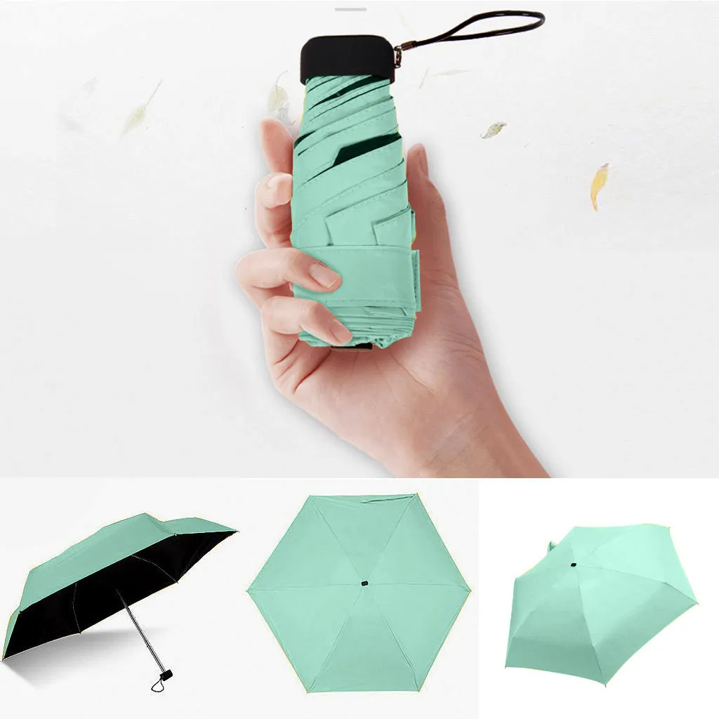 Umbrella Sun Rain Women Flat Lightweight Umbrella Folding Sun Umbrella Mini Umbrella Small Size Easily