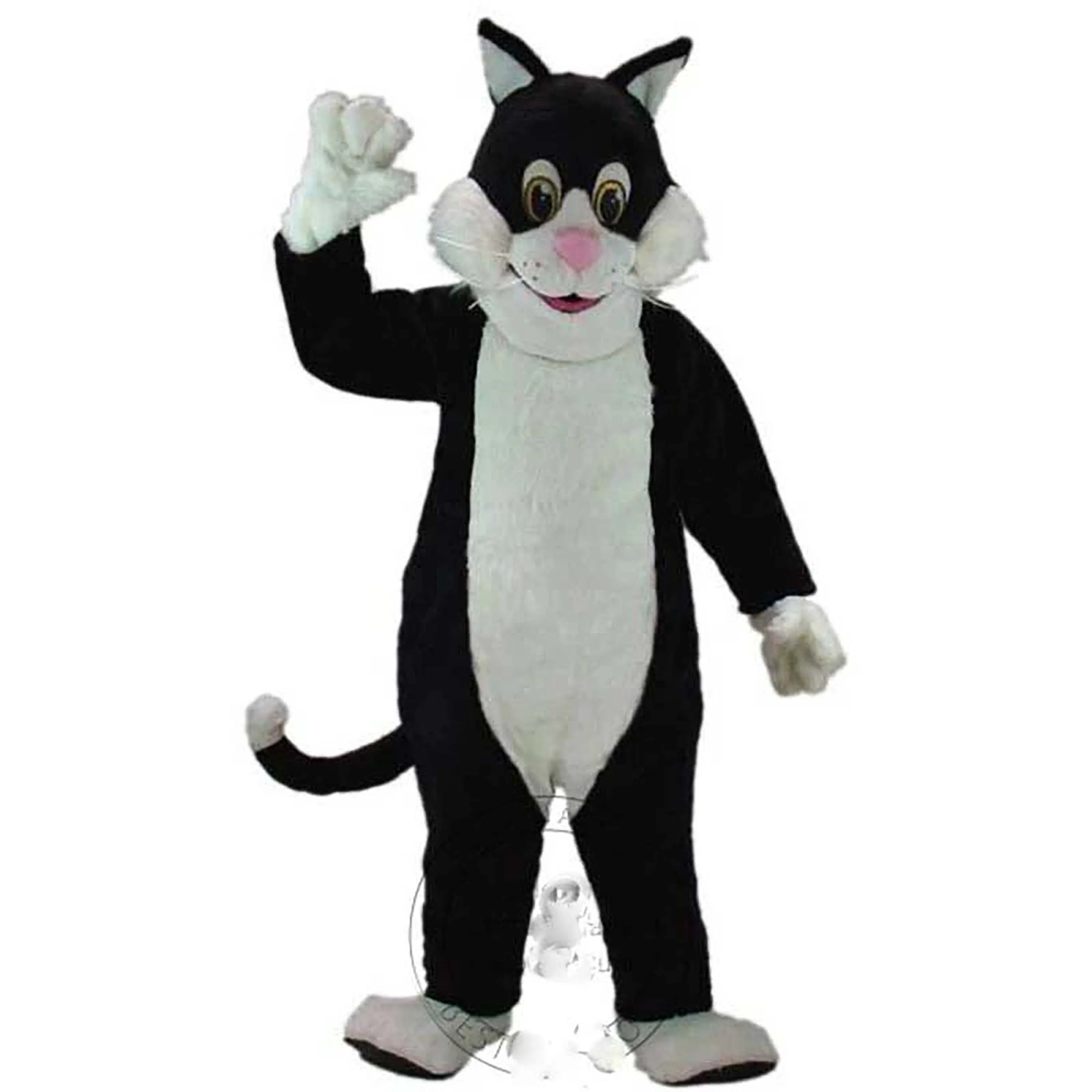 Super Cute Black White Cat Black Cat Mascot Costume For Adults