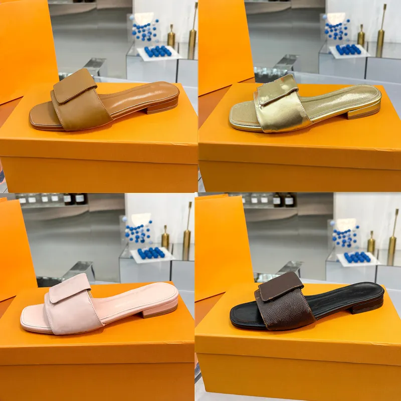 Модные слайдные женские сандалии дизайнер дизайнер роскошные кожа резиновые плоские тапочки 35-40