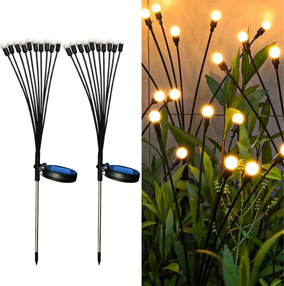 Luci lucciola solari, lampada da giardino Luci da giardino, 6 8 10LED Starburst Luce ondeggiante, Ondeggiamento al vento, Impermeabile per esterni, Luci decorative Cortile Patio Percorso campeggio