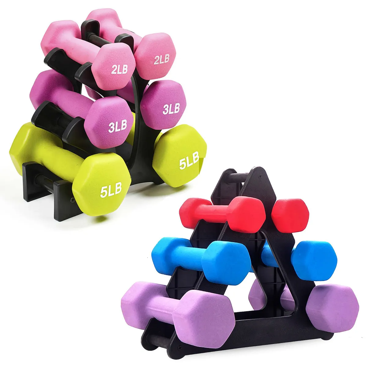 바벨 1 PCS DUMBBELL 브래킷 삼각형 스탠드 작은 큰 잎 덤벨 홀더 피트니스 체육관 장비 액세서리 홈 바보 랙 230508