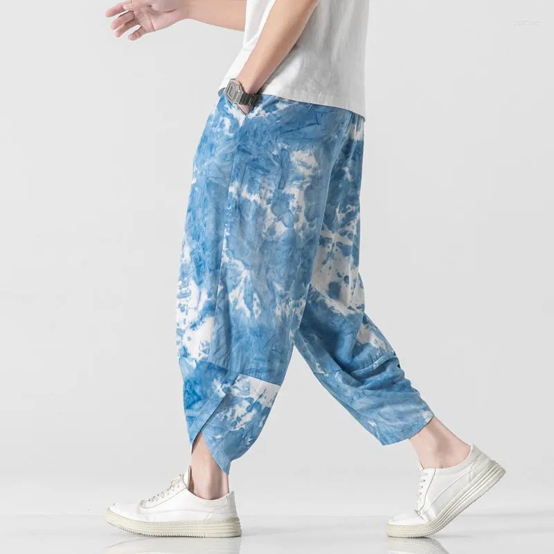 メンズパンツAnlke-Length Paint Splash2023 Streetwear Harem Summer Summer BreseableMenワイドレッグドロップ