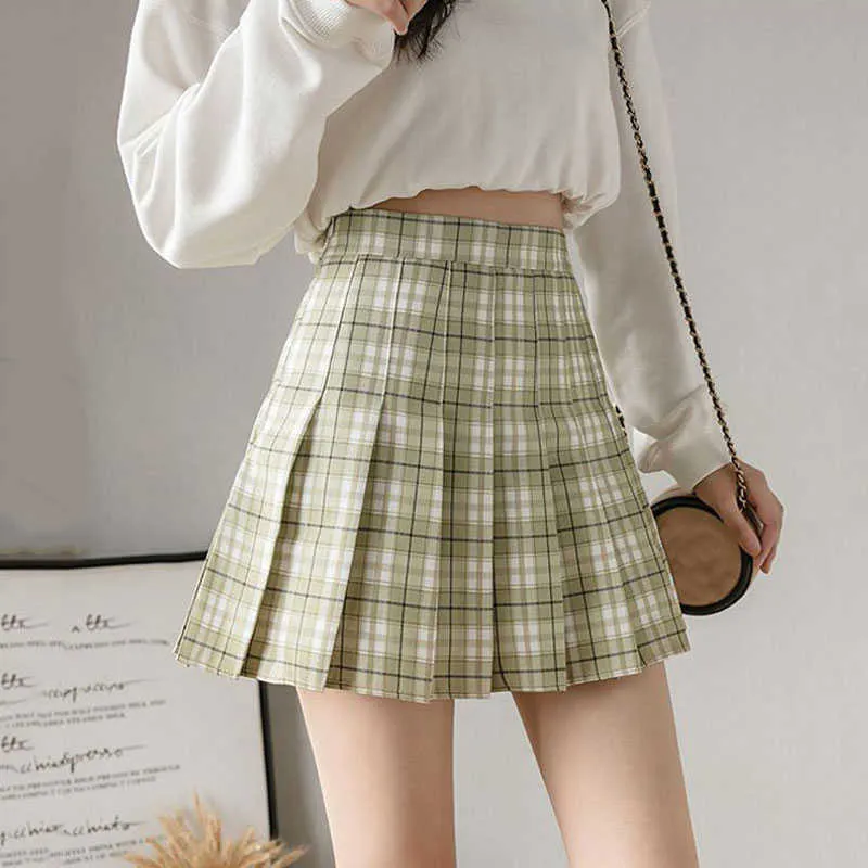 Skirts 2023 Summer Plaid Skirt Short Women Mini Korean Skirt School Women A Line Checkered High Waist Skirt Female P230508