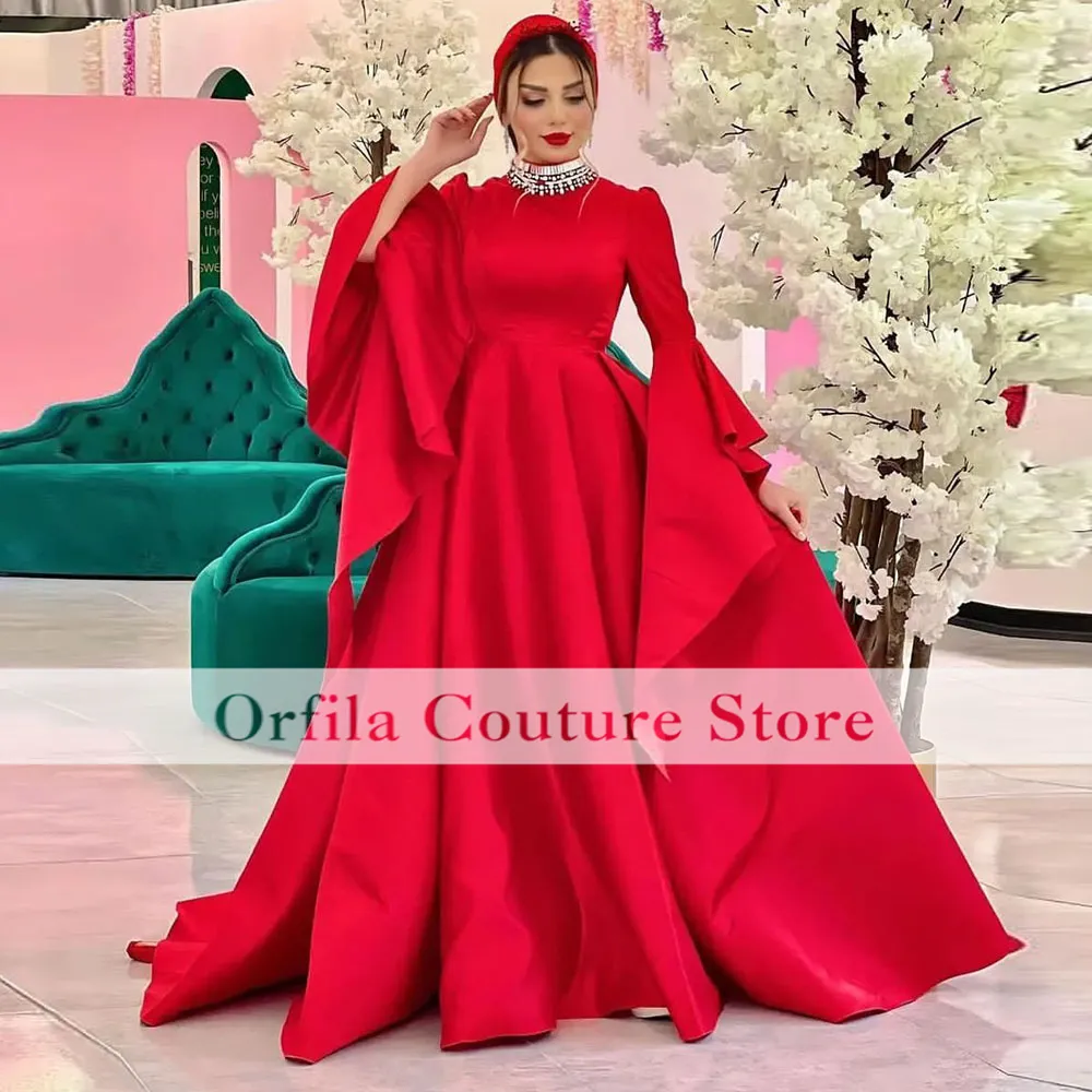 Exquisite Dubai Muslim Long Red Evening Dress 2023 With Long Sleeves And Satin Fabric Perfect For Prom Parties And Special Occasions From Alsenlife 103.91 DHgate.Com