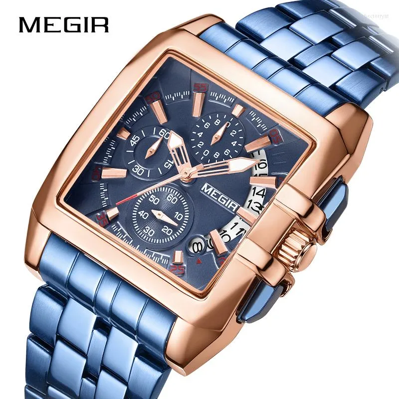 MEGIR Brand Stainless Steel Chronograph Quartz Mens Watch Original