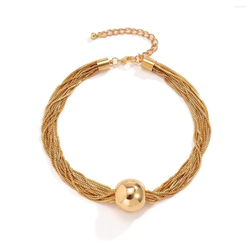Kedjor vintage geometri charm smycken runda boll lager halsband för kvinnor