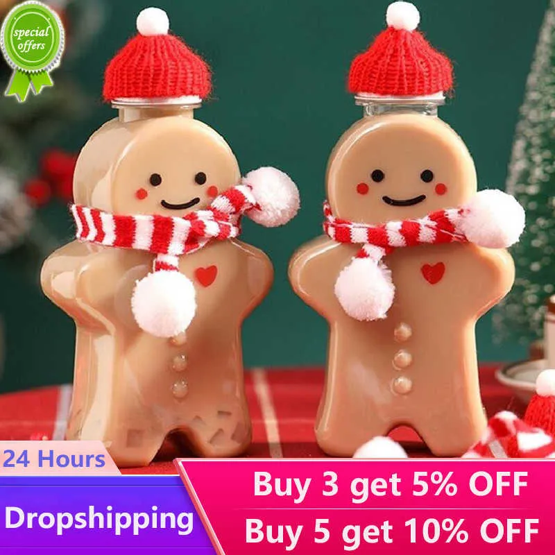 2022 Creative Gingerbread Man Xmas Tree Söt björnform Plastiska dryck Cup Juldekorationer Christma Gift Kids Toys Navidad