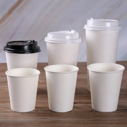 Tools 100pcs/pack White Paper Cups With Lid Disposable Coffee Cup Milk Tea Cup Household Office Drinking Accessories Party Supplies