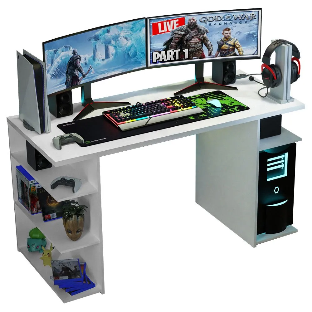 53 Inch Gaming Computer Desk With Shelves Home Office Desk