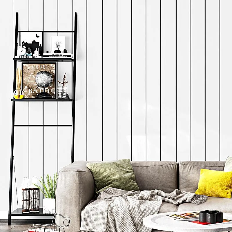 壁紙販売ノルディックホワイト模倣リビングルームのための木材壁紙テレビバックグラウンドファッションストライプ壁画