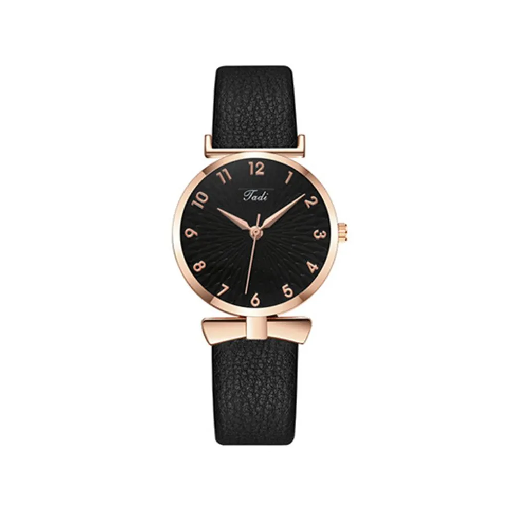 HBP Fashion Black Dial Casual Business Watch Leather Strap Ladies Watch Electronic Movement Quartz Bristwatch