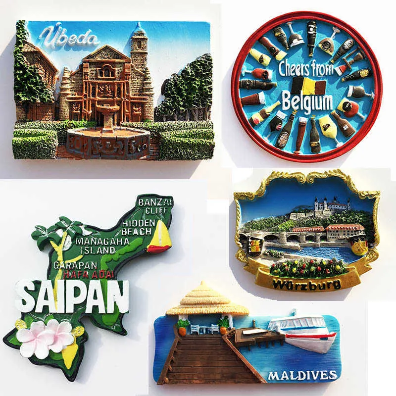 Fridge Magnets World tourist refrigerator magnets uveda spain wurzburg belgica germany saipan as italy maldivas fridge magnet adhesive gifts P230508