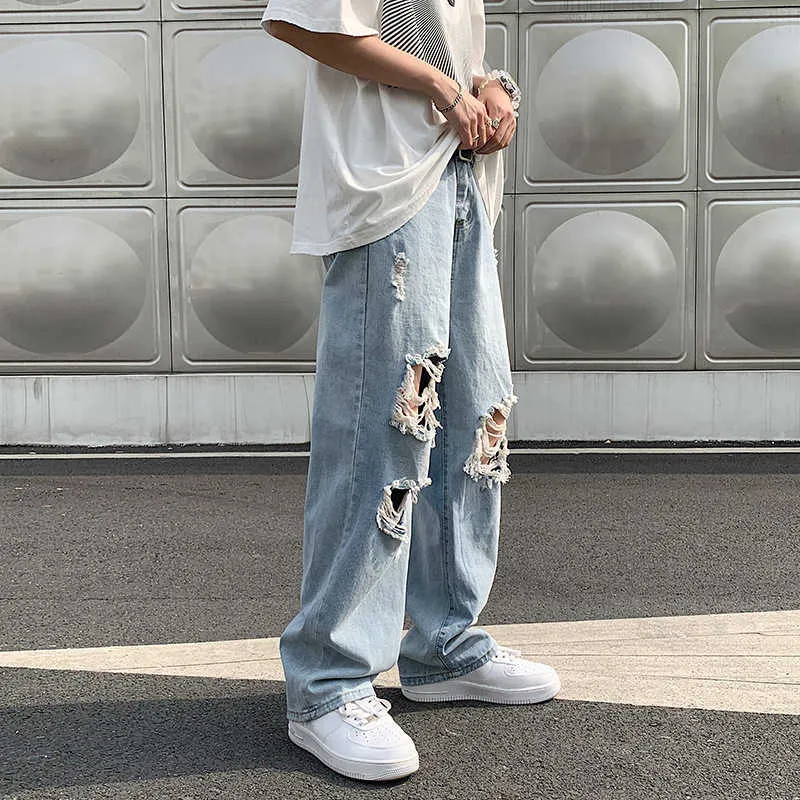Jeans Da Uomo High Street Jeans Strappati Maschio Ins Tide Marca