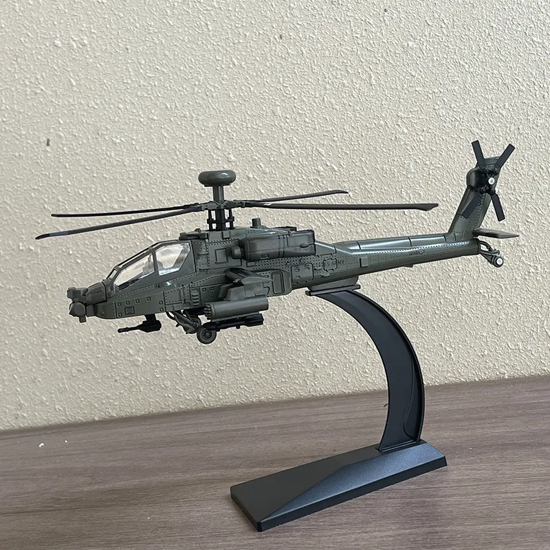 Aircraft Modle America AH64 Apache Utility Alloy Helicopter Airplane Model Simulation Metal Flying Model Sound and Light Children Toy Gift 230508