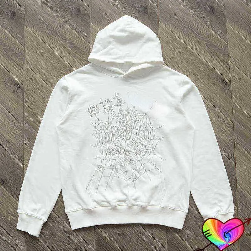 Men's Hoodies Sweatshirts American Hip Hop Designer White Young Thug Hoodie Men Women 3d Web Foam Print Sp5der Music Album Loose Hooded 555