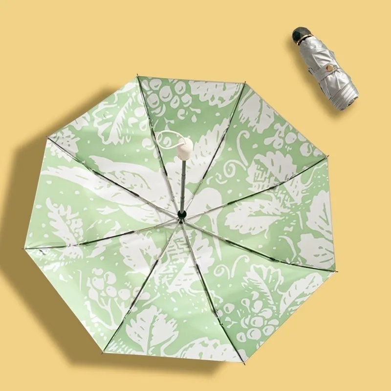 Umbrellas Full-automatic Umbrella Sun rain Silver Umbrella UV Protection Bird Green Guarda Chuva Inteligente 230508