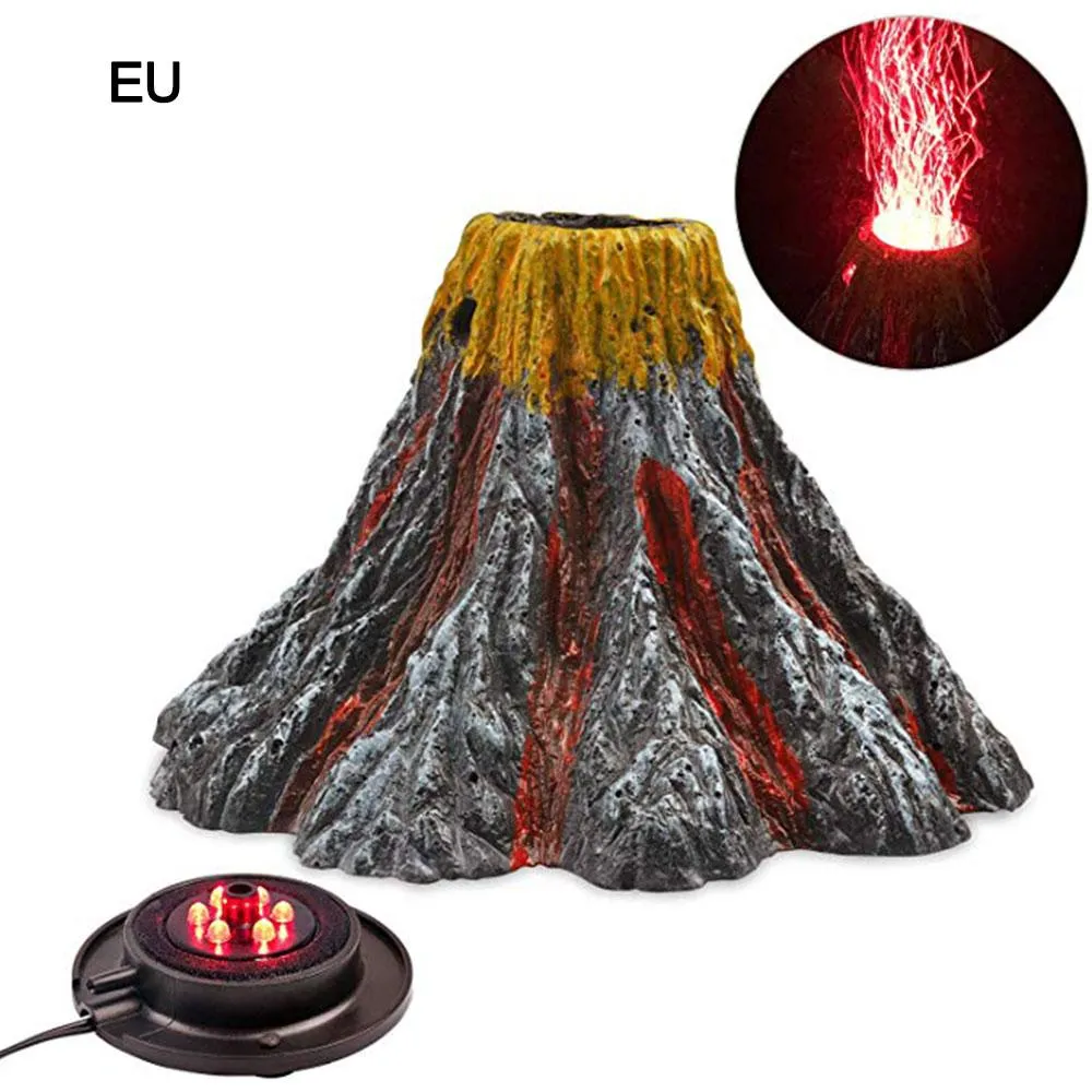 Decoraciones Nuevo Acuario Volcán Adorno Luz Kit Nocturno Burbuja de Aire Decoraciones de Escritorio para Pecera Acuario Burbuja Regalo con Luz LED