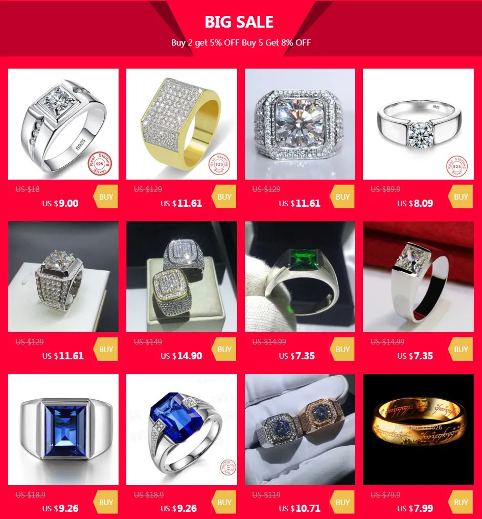 DHgate.com:14K Gold Mens Solitaire Ring: 2ct Lab Zircon
