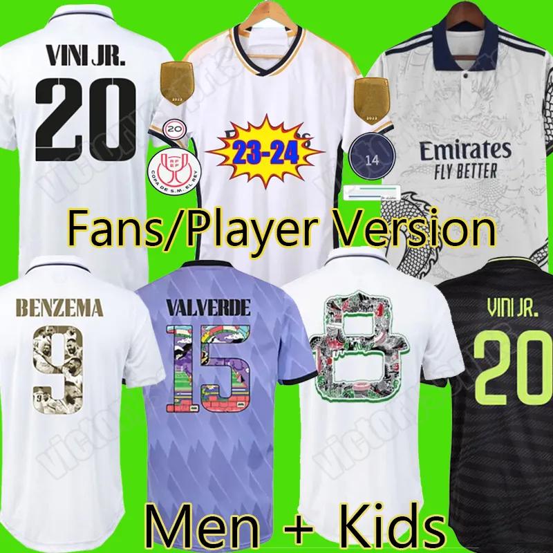 22 23 24 BENZEMA Soccer Jerseys Fans Player Version reAL 2023 2024 kit MODRIC camiseta VINI JR CAMAVINGA TCHOUAMENI football shirt kids sets uniform socks