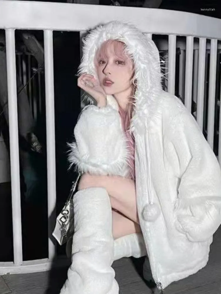 Kvinnors jackor streetwear vintage egirl kläder med ben värmare två uppsättningar kvinnor y2k estetiska toppar huva blixtlås fairy grunge coat 2023