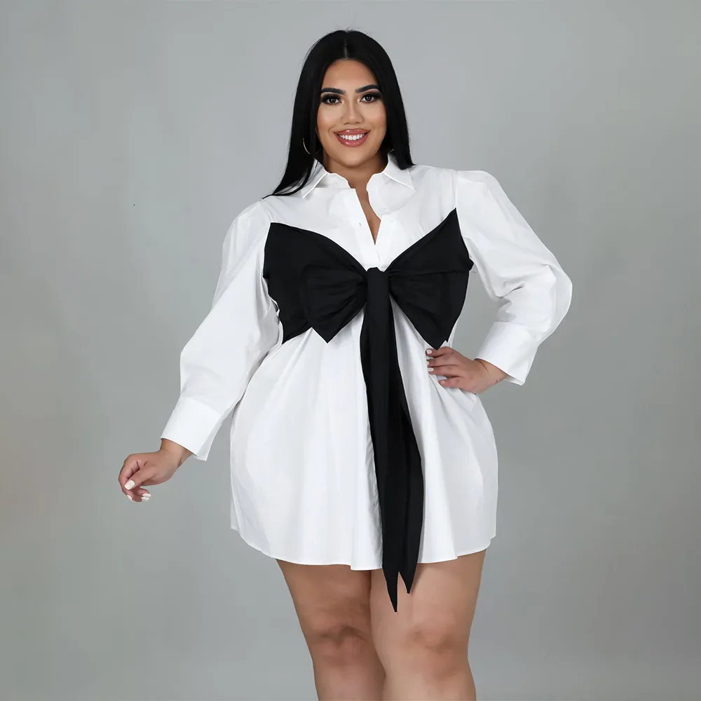 Sukienki plus size kobiety 5xl łuk Patchwork luźna bluzka