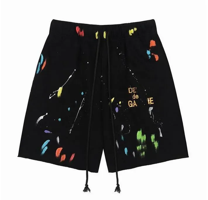 2024 Shorts pour hommes Galeries de marques de mode américaines Départements Peints à la main Splash Printing Pur coton Terry Shorts Fog High Street Pantalons décontractés à 5 points