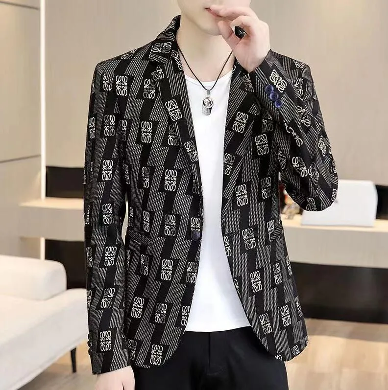 Designer Mens Linen Sport Coat Classic Casual Print Luxury Jacket