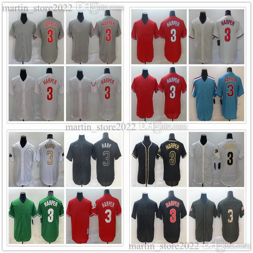 Cousu Hommes Femmes Enfants Bryce 3 Harper Maillots De Baseball Crème Blanc Gris Rouge Bleu En Gros Dame Jeunes Chemises De Sport Tous Cousus