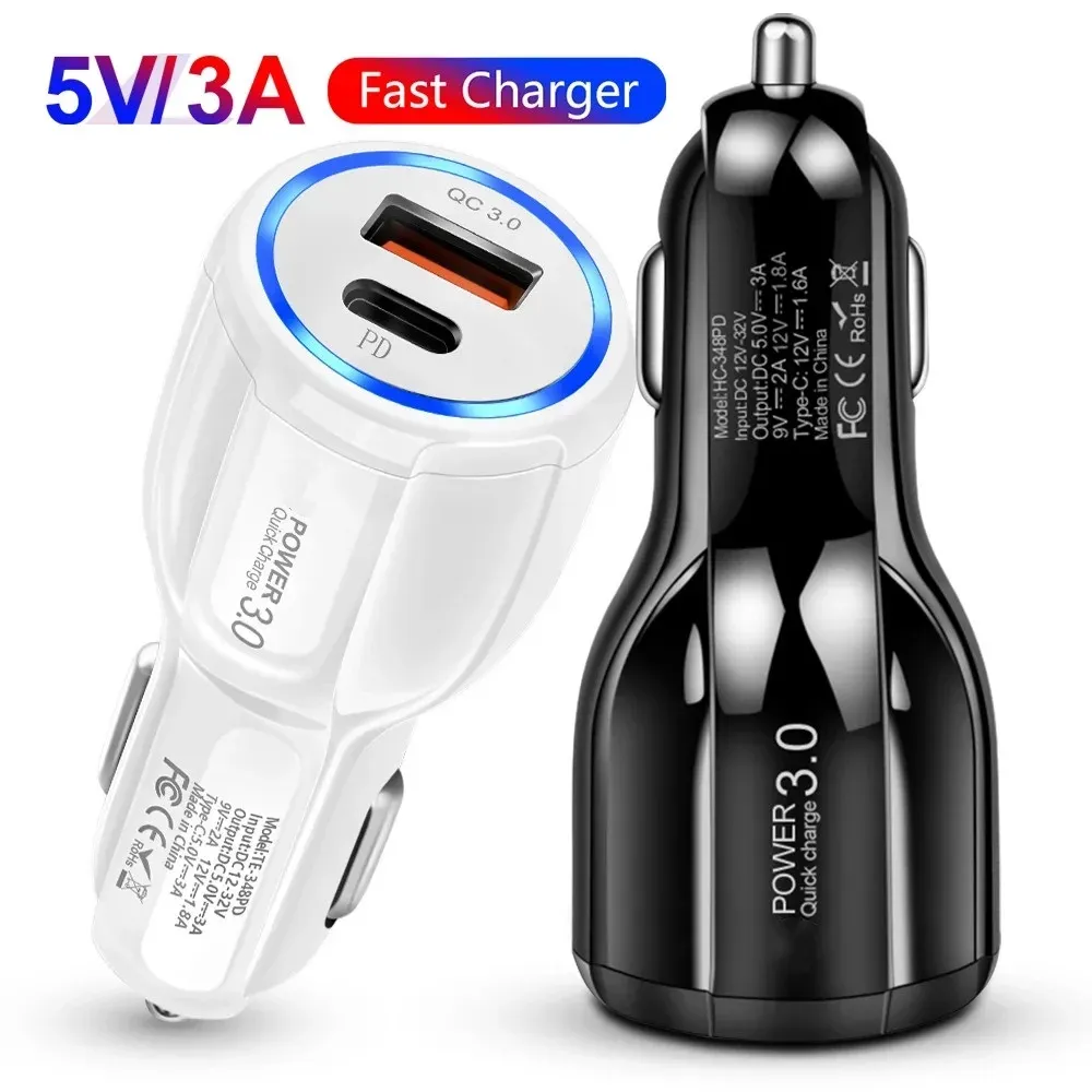 Chargeur de voiture 32W PD USB-C QC3.0 Type C, charge rapide, adaptateurs d'alimentation automatique pour Ipad Iphone 12 13 Pro Max Samsung Lg