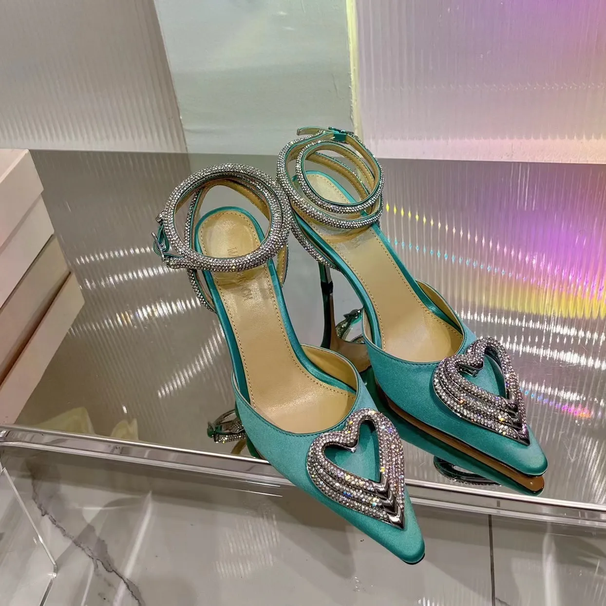 Satin Embellished Heart Sandal