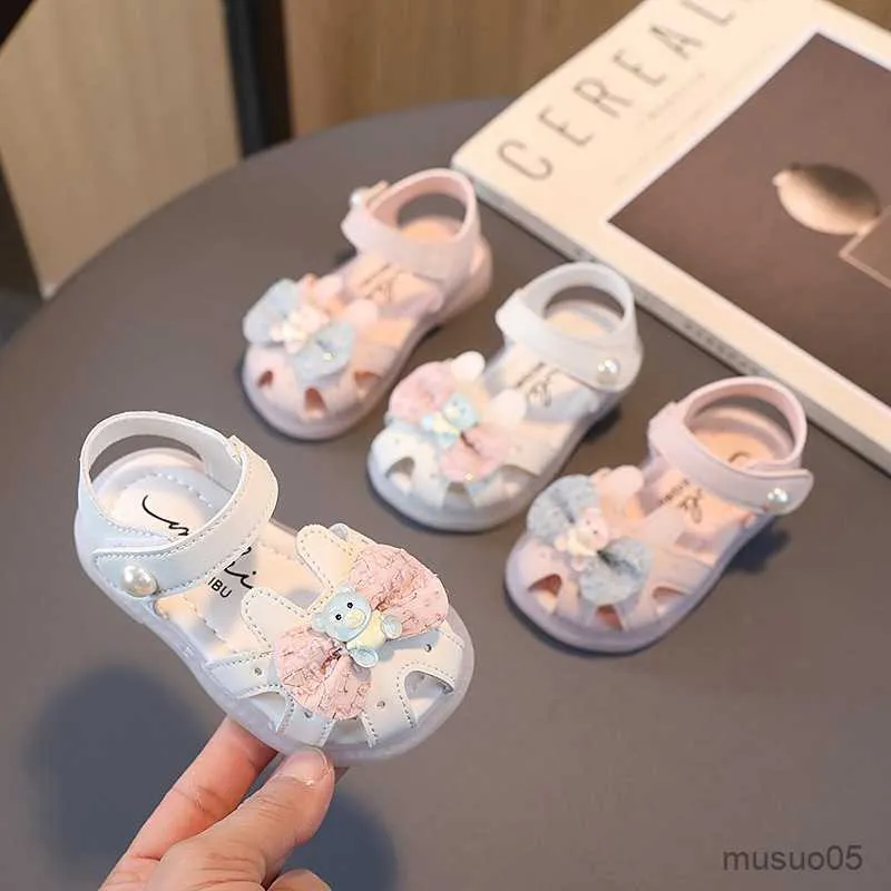 Sandalias para niños, zapatos de princesa, zapatos de verano para niñas, sandalias planas para niños pequeños, suela de goma suave, zapatos antideslizantes para primeros pasos al aire libre