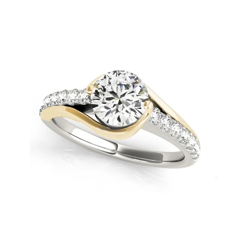 Pierścień Solitaire 1 okrągły pierścionek zaręczynowy Diamond 925 Srebrny pierścionek dla kobiet Wedding Bridal Anniversary Biżuteria 230508
