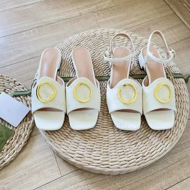 Diseñador Blondie Sandalias Zapatillas Mujer mula Tacones planos Cuadrado punta abierta redonda hebilla de metal cuña diapositivas plataforma paris sandalias de verano chanclas al por mayor