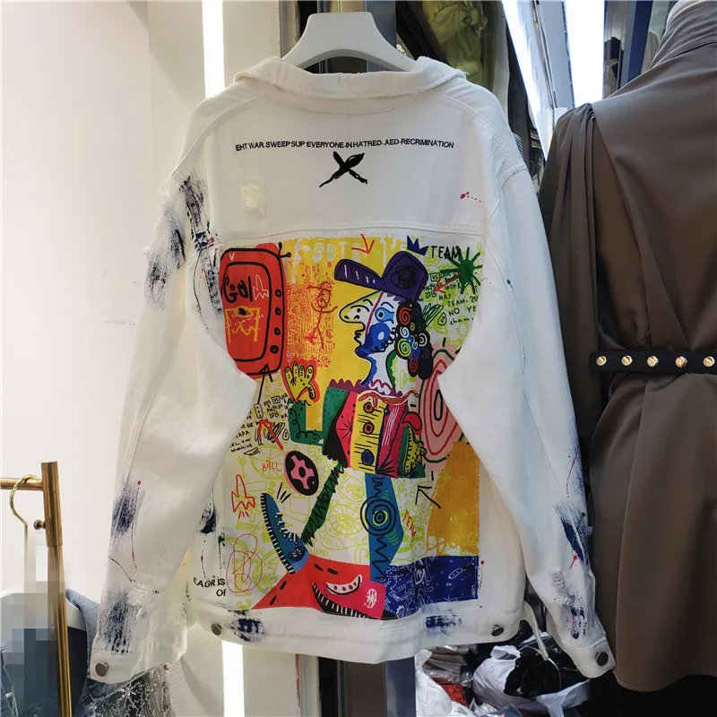 Painted denim jacket for sale on sale