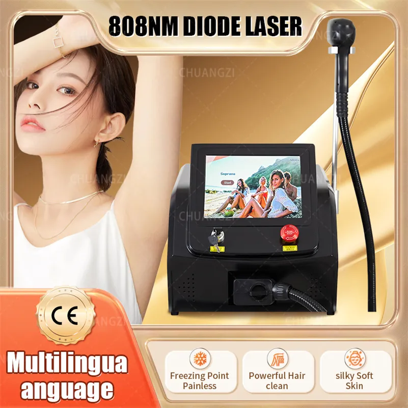 Máquina a laser 2000W 755nm 808nm 1064nm Diodo a laser Remoção de cabelo de cabelo sem dor