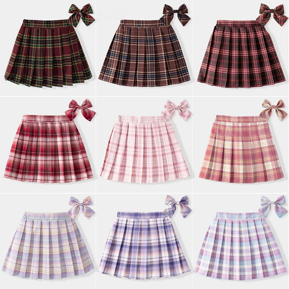 Юбки 2023 Лето детская детская детская одежда Школа школьная пледная юбка для девочек на дне