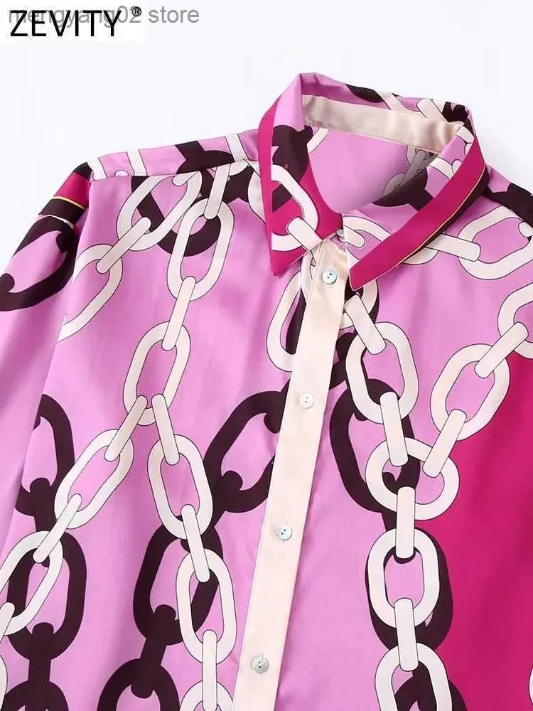 Chain print satin blouse top