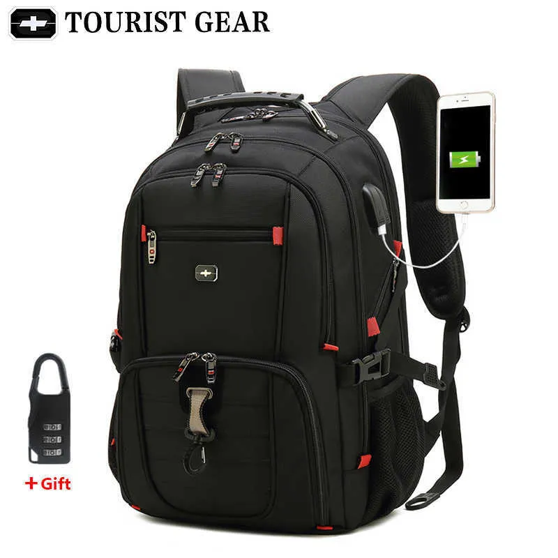Outdoor Bags men's swiss backpacks travel bag business anti theft backpack men mochila USB Charging 15.6 17 inch Laptop Backpack waterproof P230508